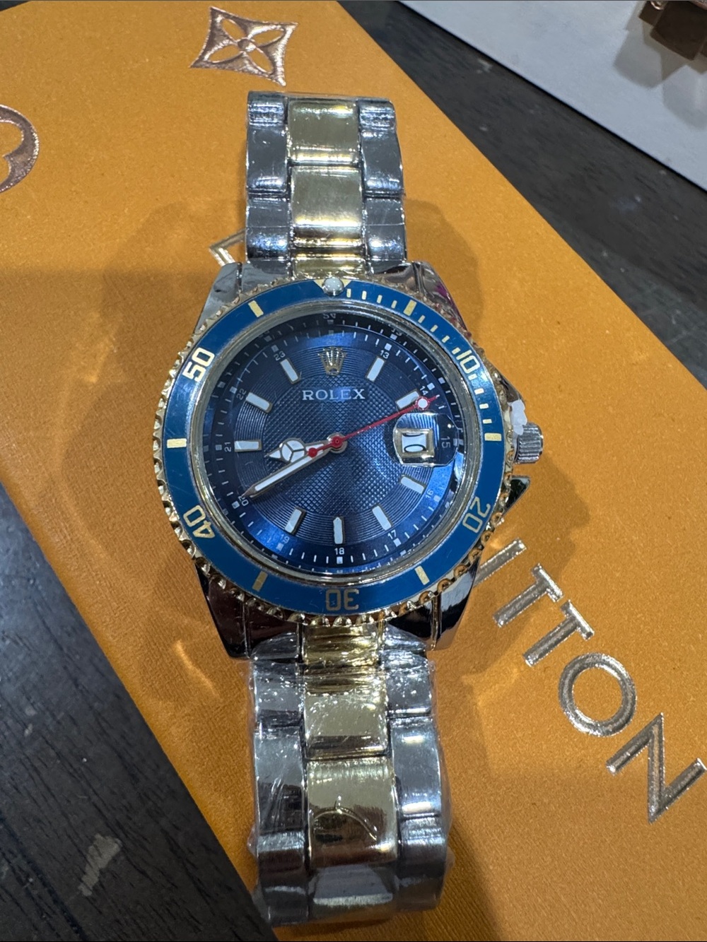 R Blue and Gold Two-Tone Men's Watch